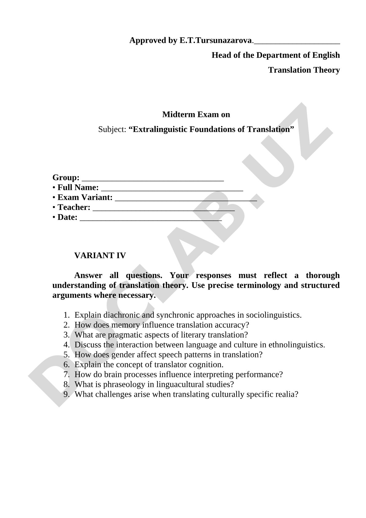 Extralinguistic Foundations of Translation