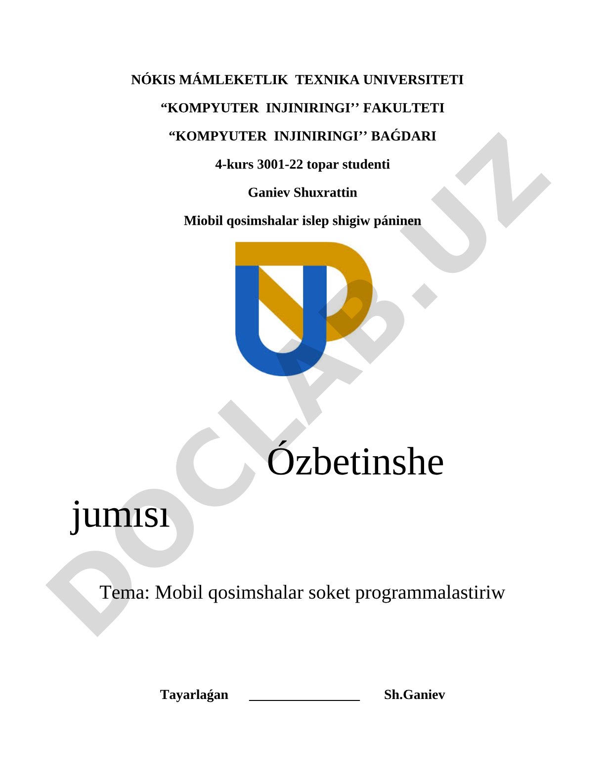 Mobil qosimshalar soket programmalastiriw