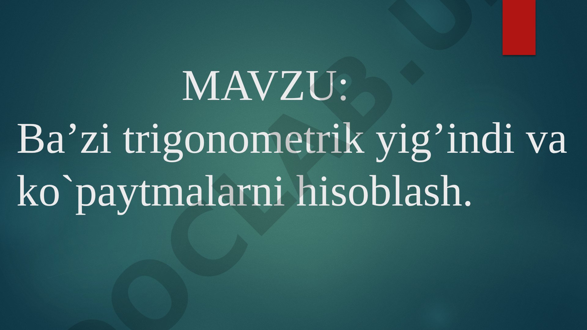 Ba’zi trigonometrik yig’indi va ko`paytmalarni hisoblash