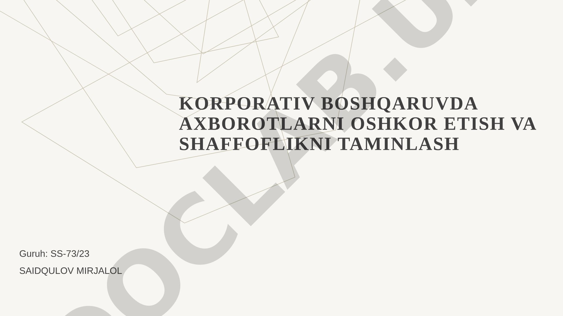 korporativ boshqaruvda axborotlarni oshkor etish va shaffoflikni taminlash