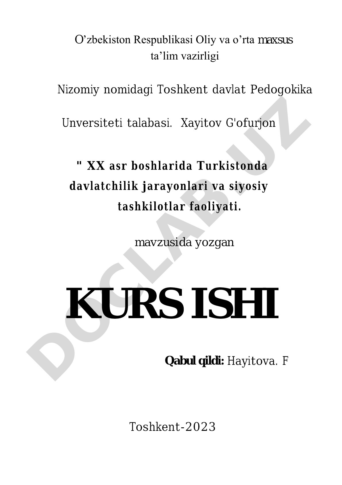 Turkistonda ikki hokimiyatchilik va sho'rol