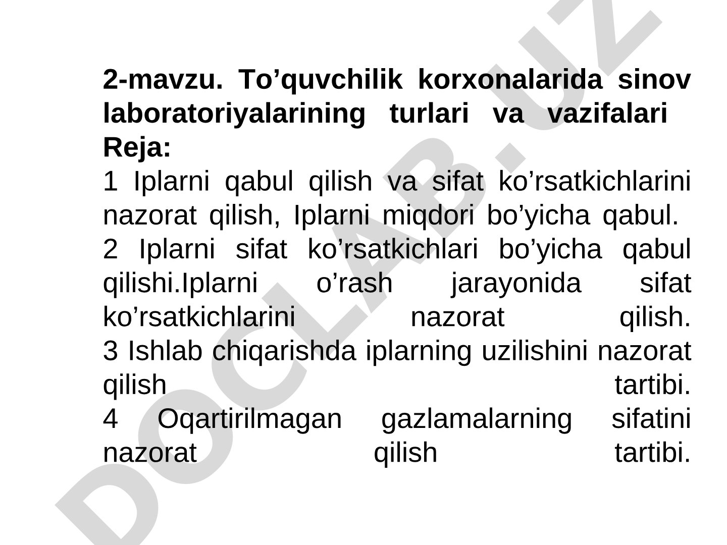 To’quvchilik korxonalarida sinov laboratoriyalarining turlari va vazifalari