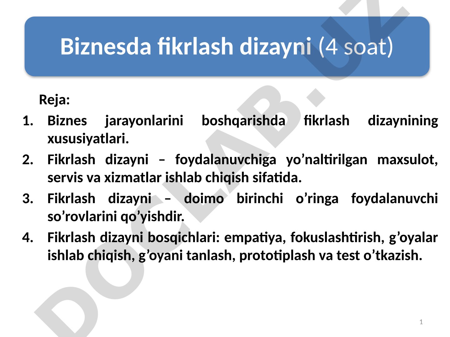 Biznes jarayonlarini boshqarishda fikrlash dizaynining xususiyatlari