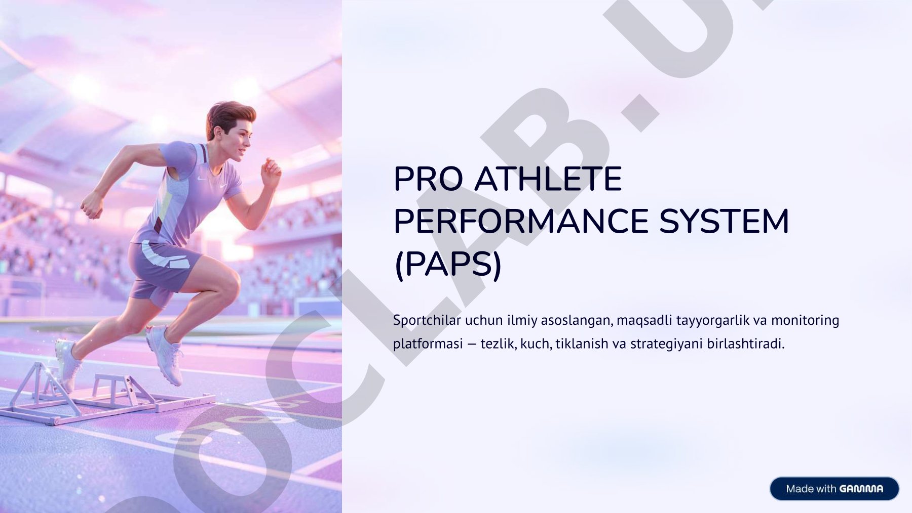 Pro Athlete Performance System (PAPS) Sportchilar uchun ilmiy asoslangan, maqsadli tayyorgarlik va monitoring platformasi