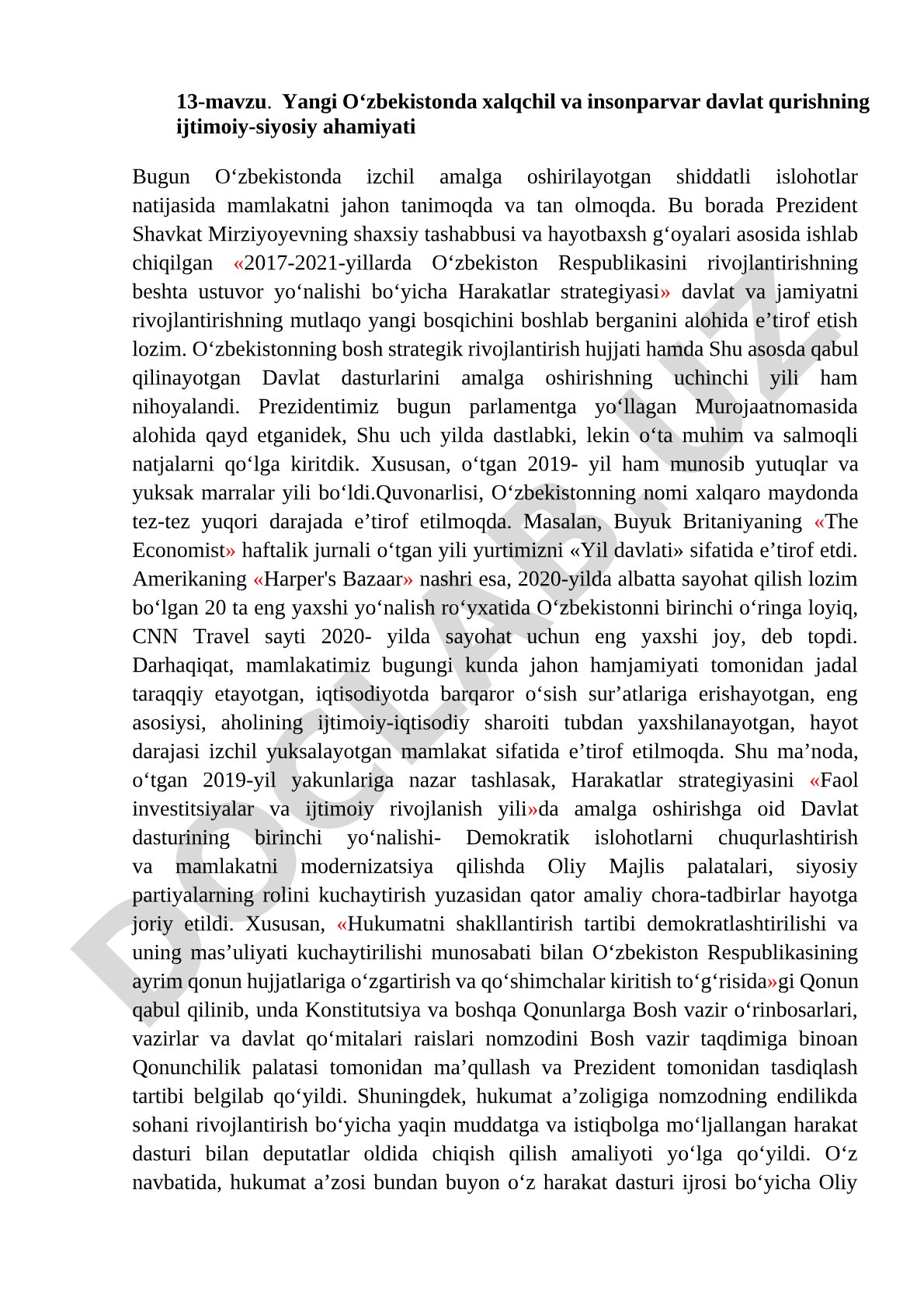 Yangi O‘zbekistonda xalqchil va insonparvar davlat qurishning ijtimoiy-siyosiy ahamiyati