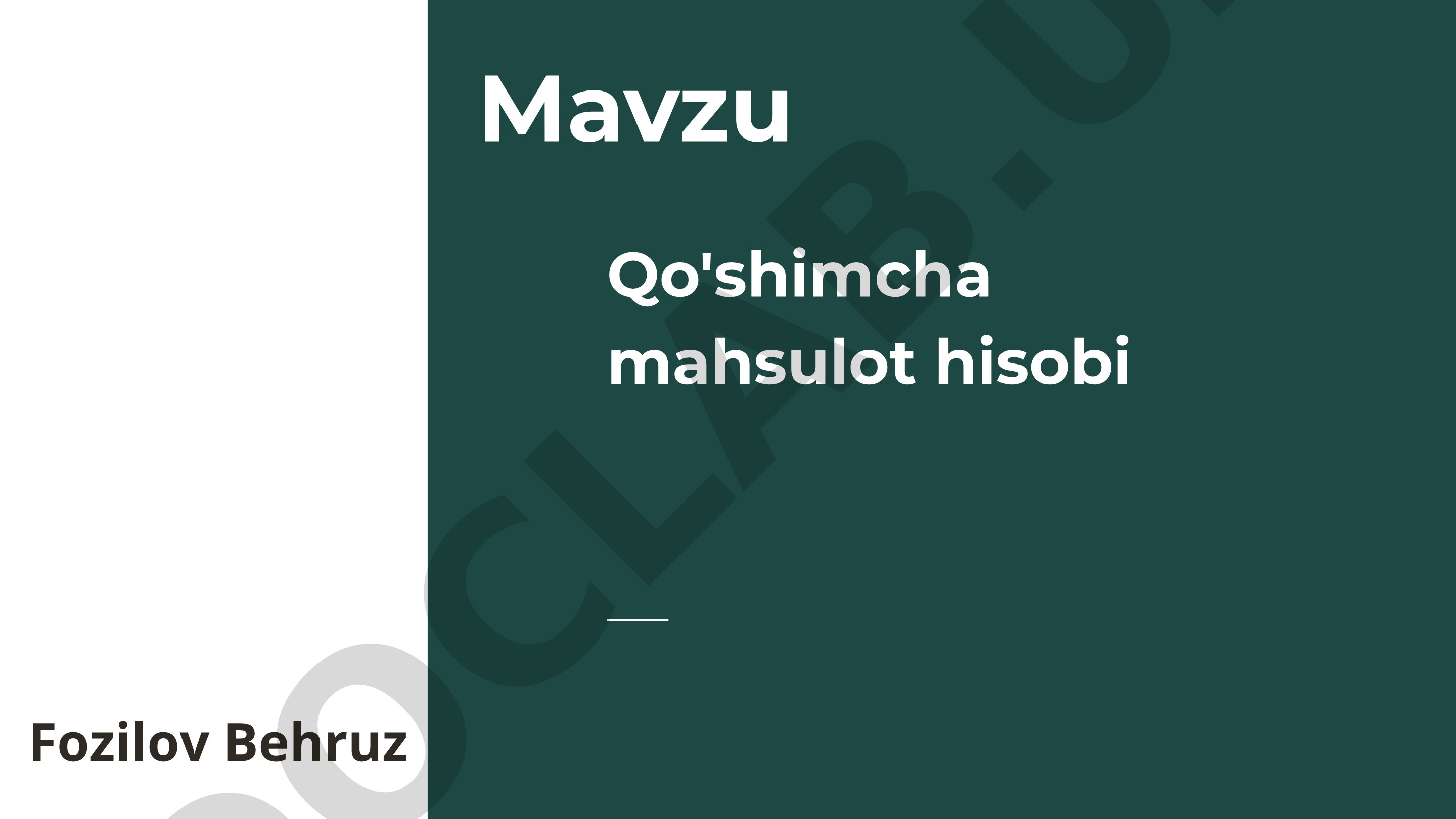 Qo'shimcha mahsulotlarni hisoblash usullari va kompleks mahsulotlardan farqi