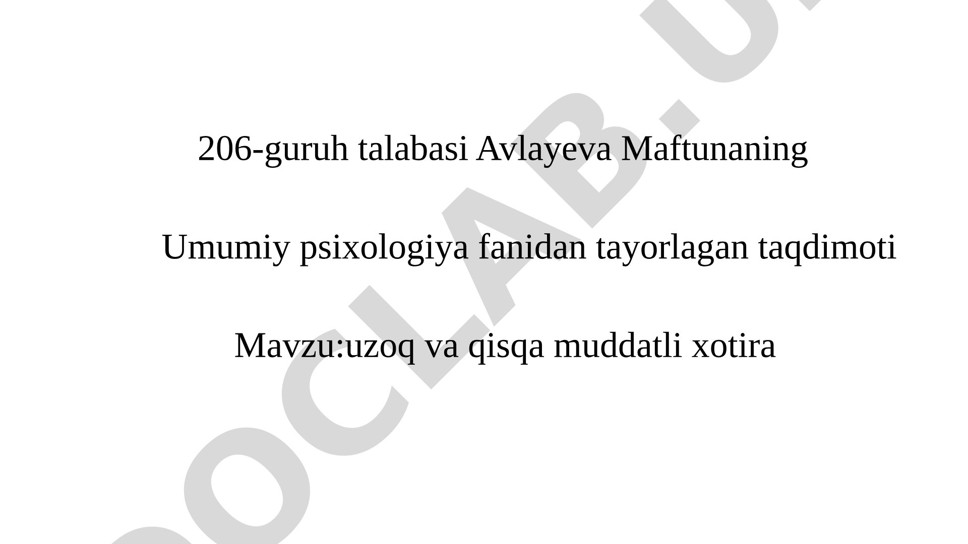 Uzoq va qisqa muddatli xotira