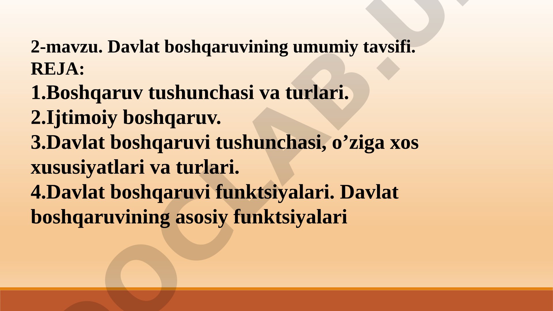 Davlat boshqaruvining umumiy tavsifi