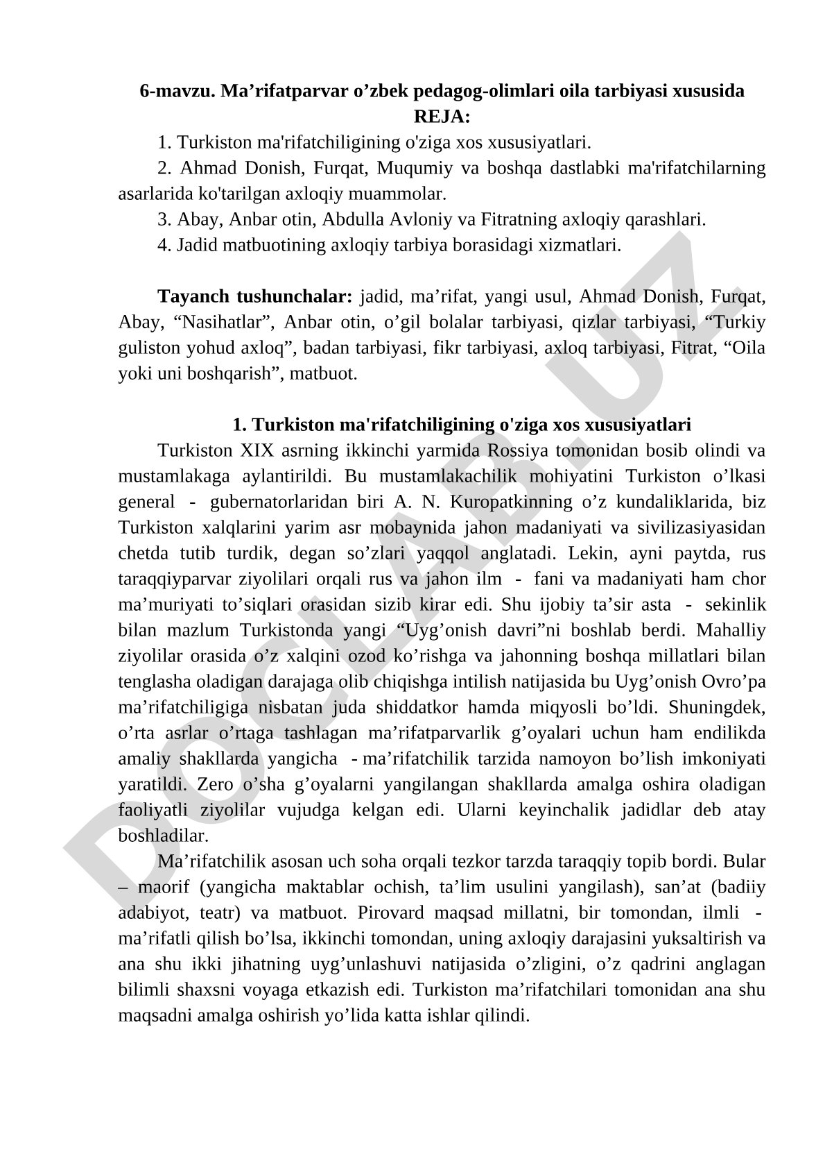 Ma'rifatparvar o'zbek pedagog-olimlari oila tarbiyasi xususida