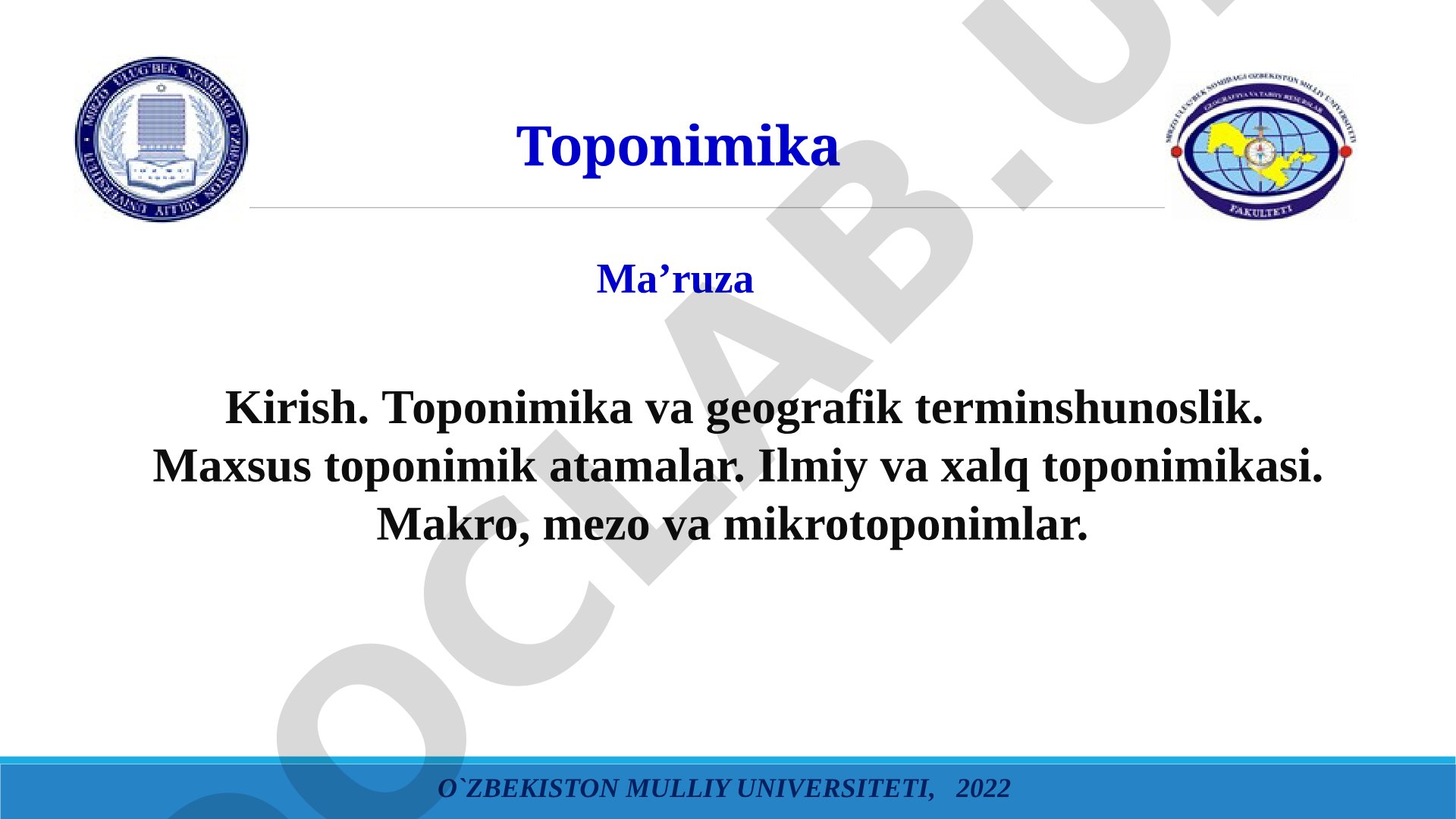 Toponimika va geografik terminshunoslik