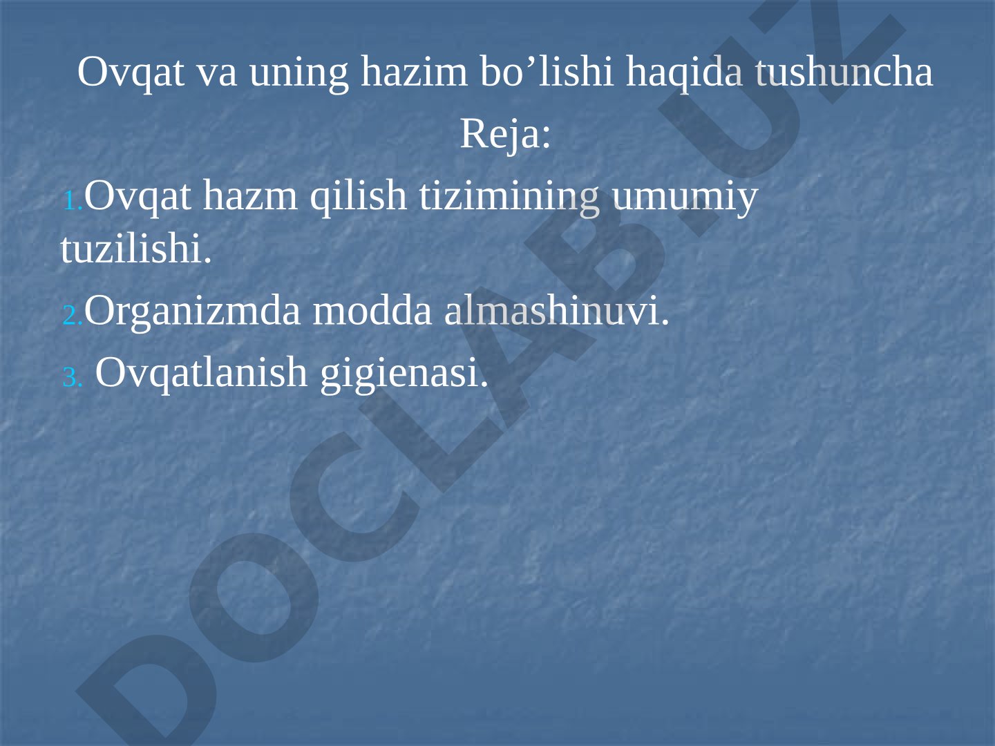 Ovqat va uning hazm bo'lishi haqida tushuncha