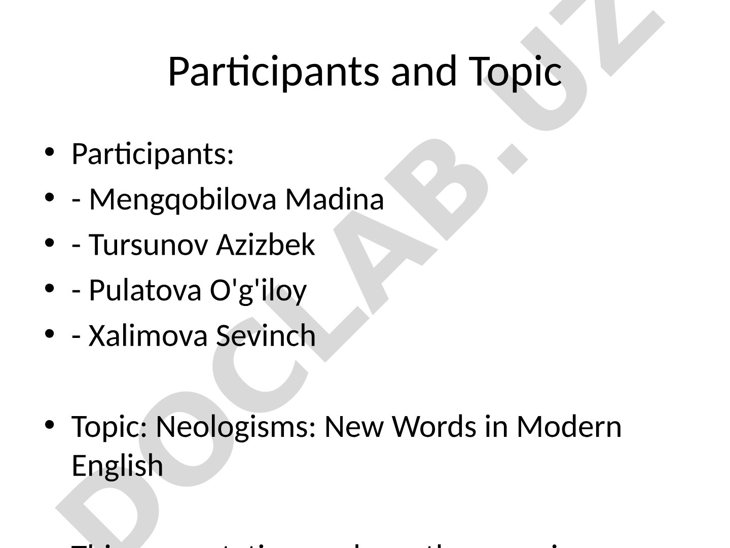 Neologisms: New Words in Modern English