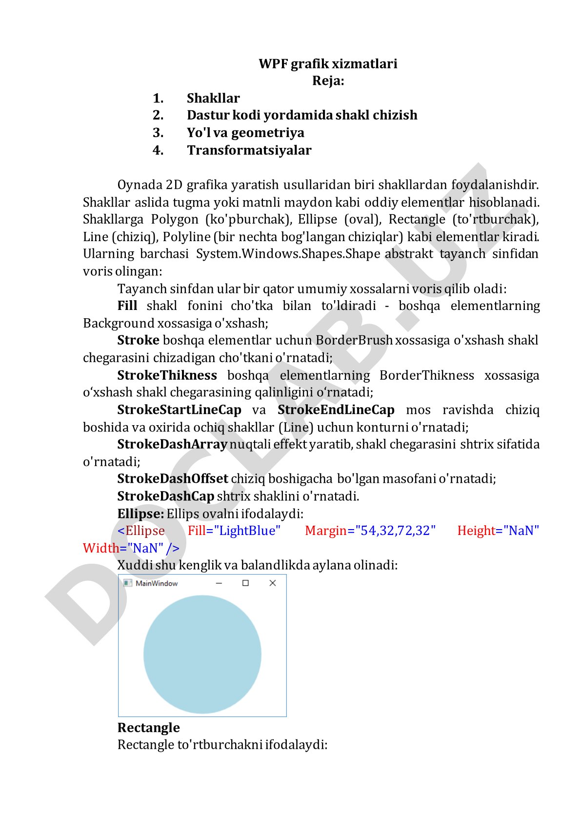 Dastur kodi yordamida shakl chizish 3