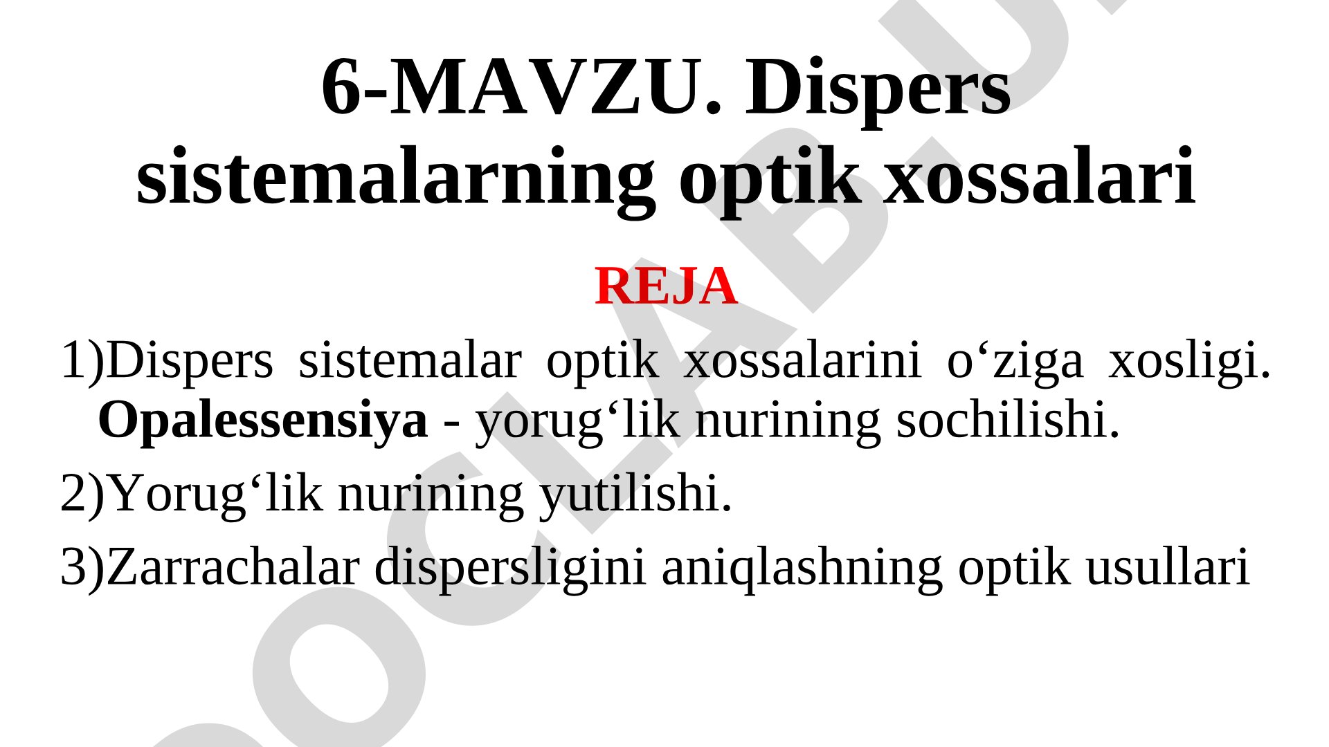 Dispers sistemalarning optik xossalari