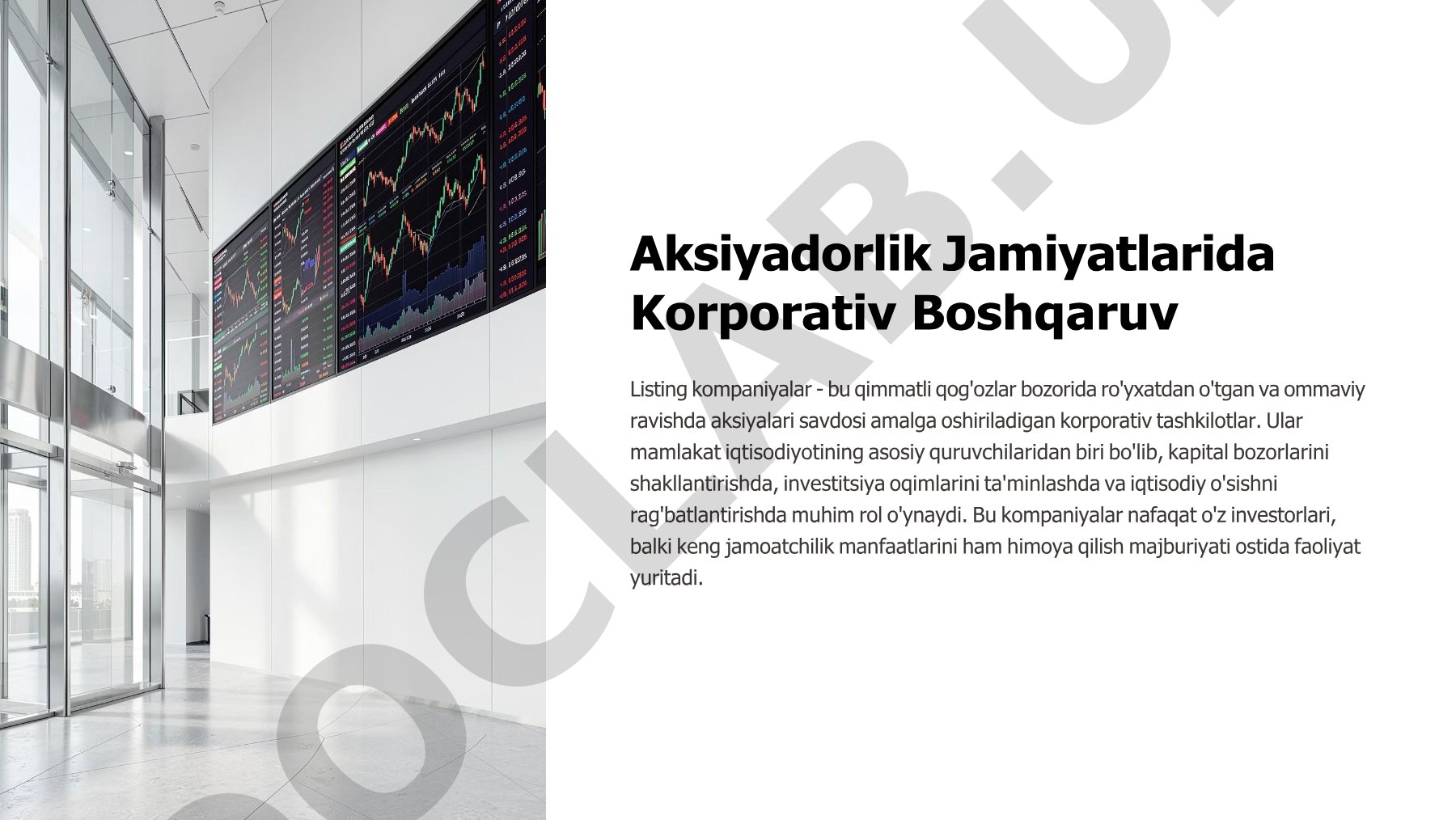 Aksiyadorlik jamiyatlarida korporativ boshqaruv va listing kompaniyalar