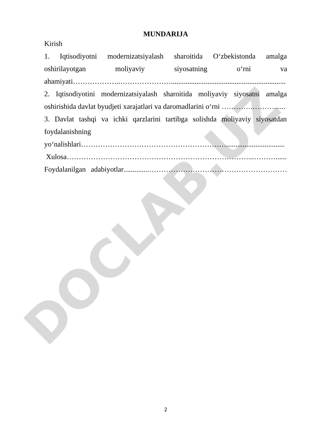 Iqtisodiyotni modernizatsiyalash sharoitida O‘zbekistonda amalga oshirilayotgan moliya siyosatning ustuvor yo‘nalishlari