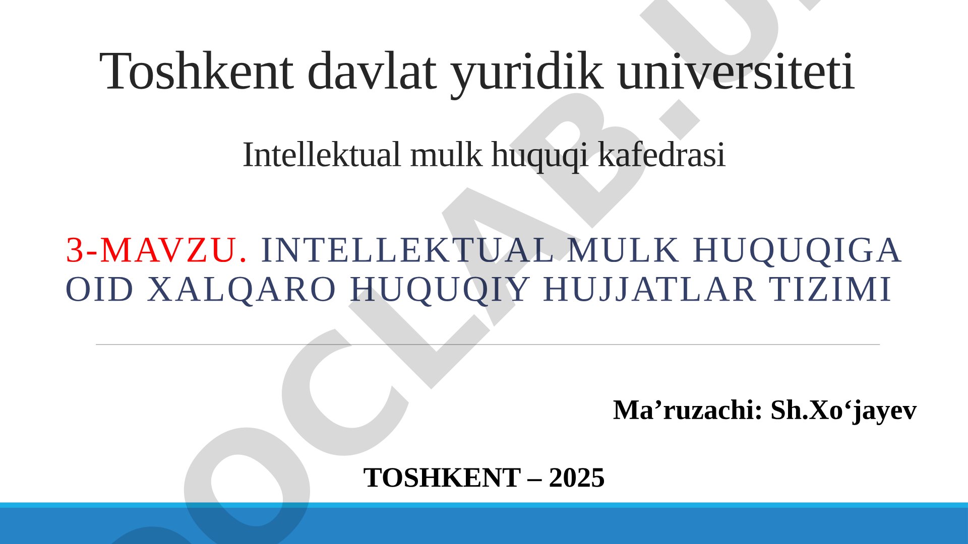 Intellektual mulk huquqiga oid xalqaro huquqiy hujjatlar tizimi