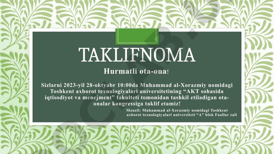 Ota-onalar kongressi taklifnomasi