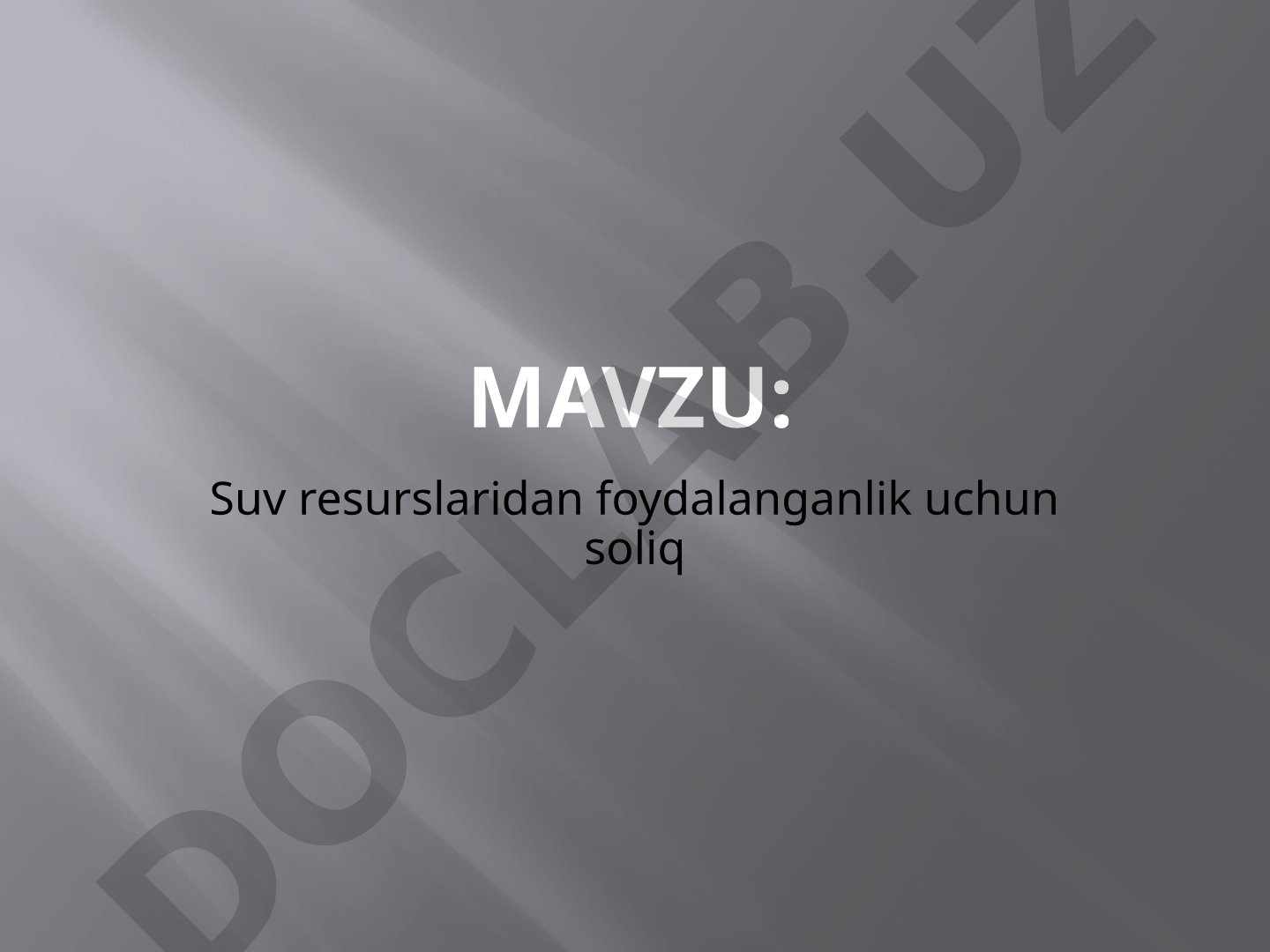 Suv resurslaridan foydalanganlik uchun soliq