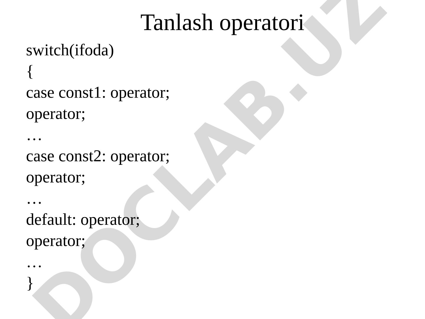C++ operatorlari va massivlar