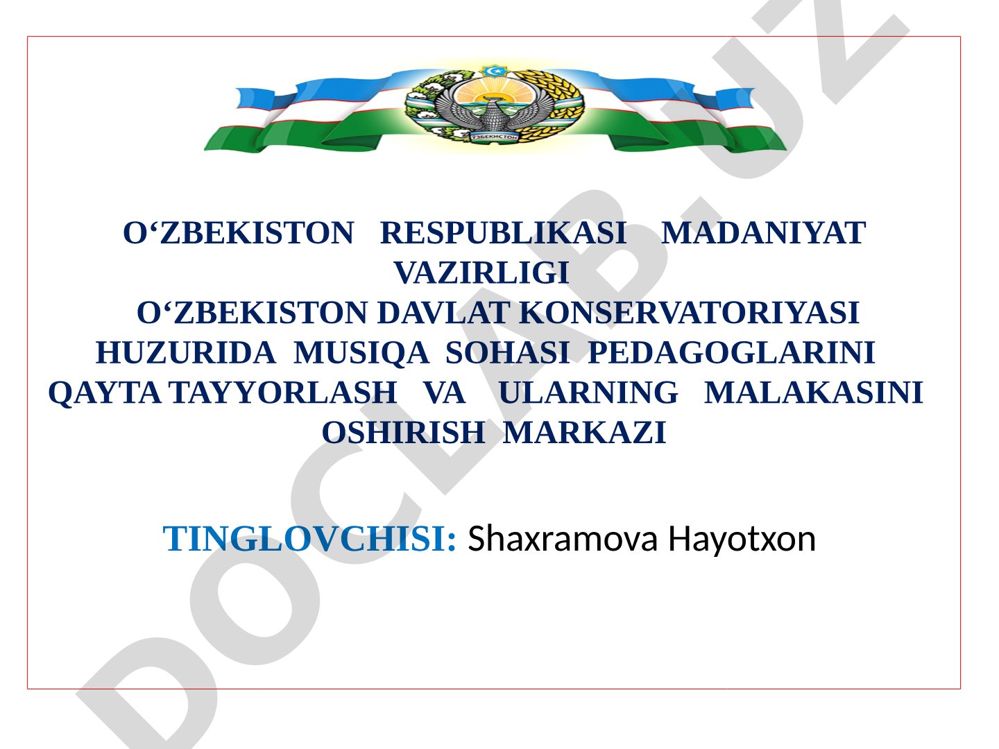 Madaniyat markazlarining Folklyor to‘garagida o‘quvchilarga O‘zbek xalq laparlaridan “Nahori nashta” asarini o‘rgatish yo‘llari