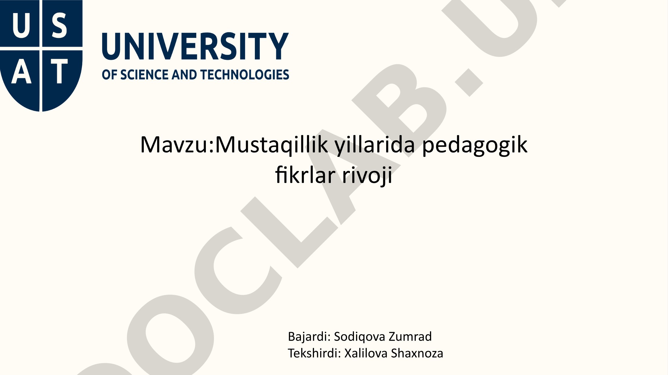 Mustaqillik yillarida pedagogik fikrlar rivoji