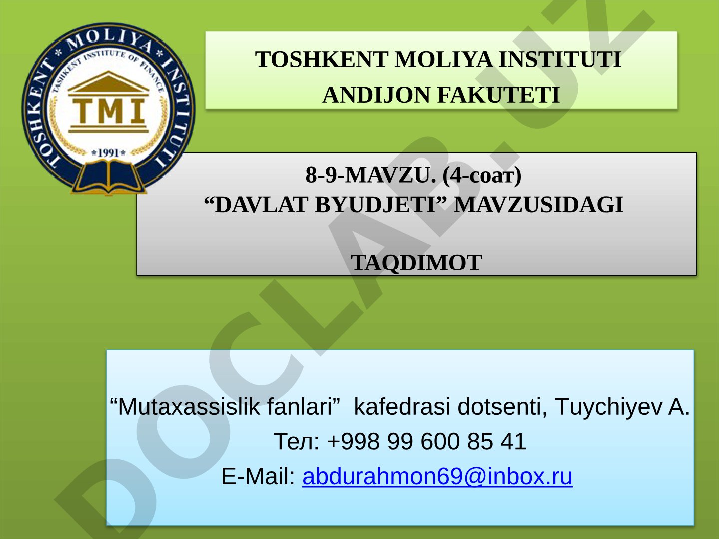 DAVLAT BYDJETI