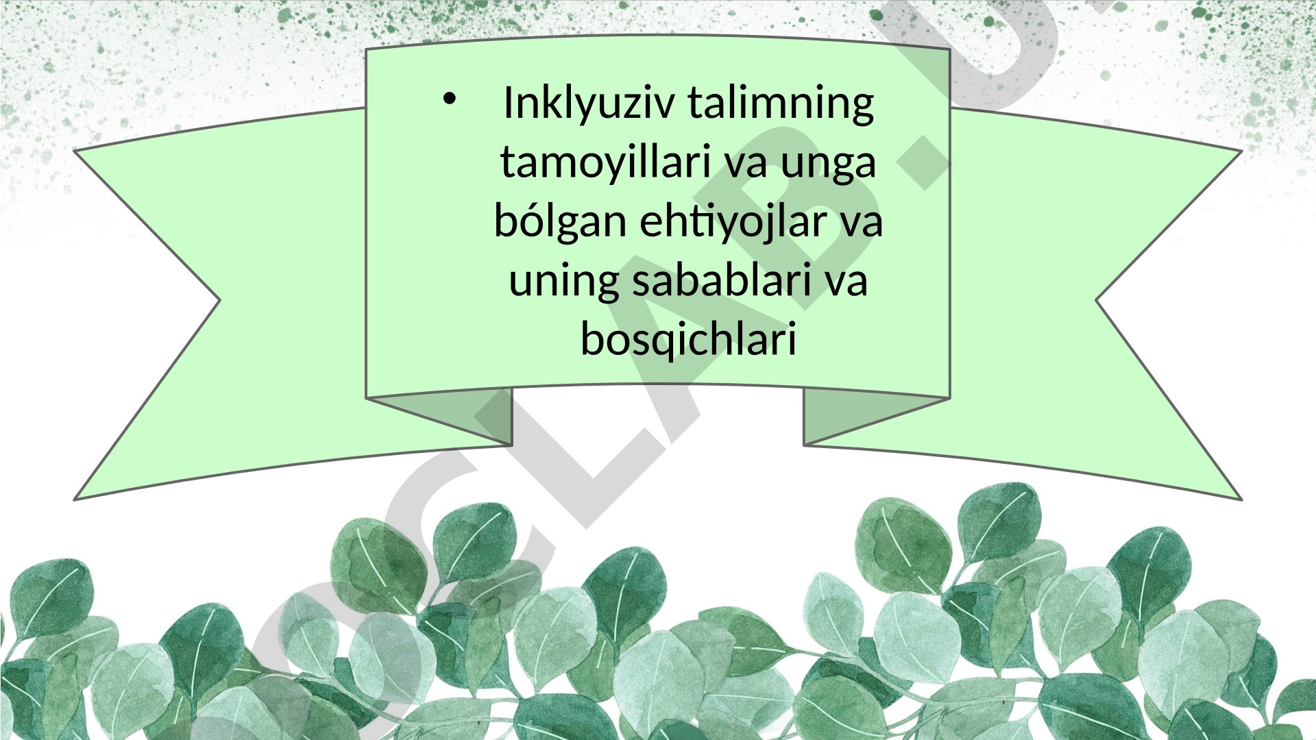 Inklyuziv ta'limning tamoyillari va bosqichlari