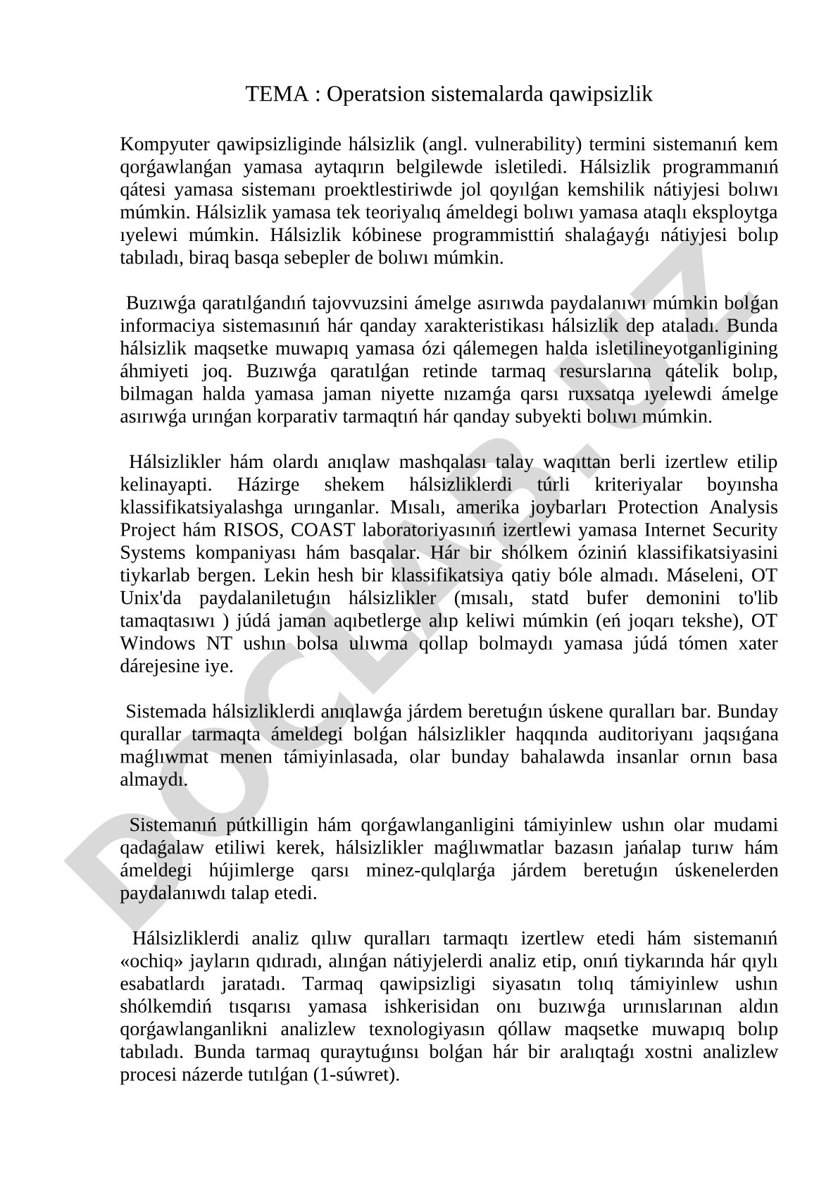 Operatsion sistemalarda qawipsizlik