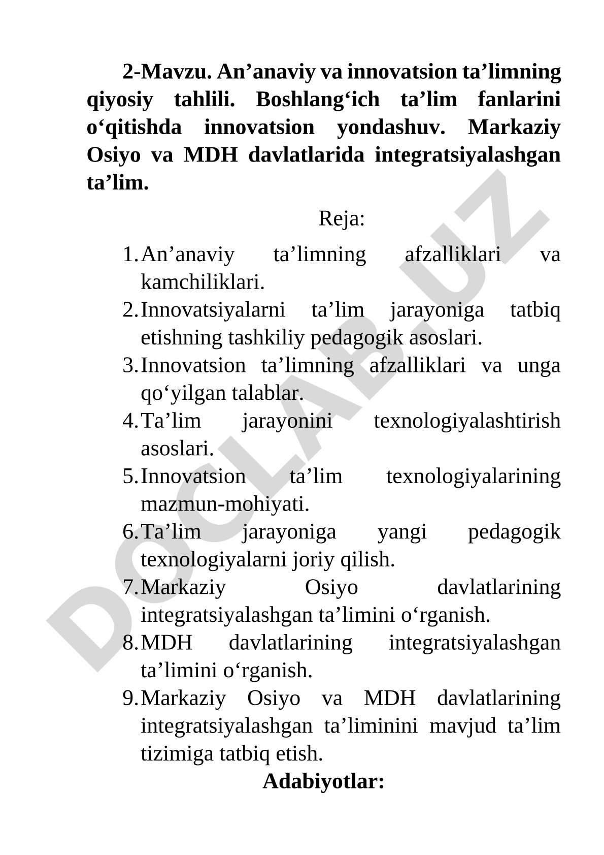 An’anaviy va innovatsion ta’limning qiyosiy tahlili
