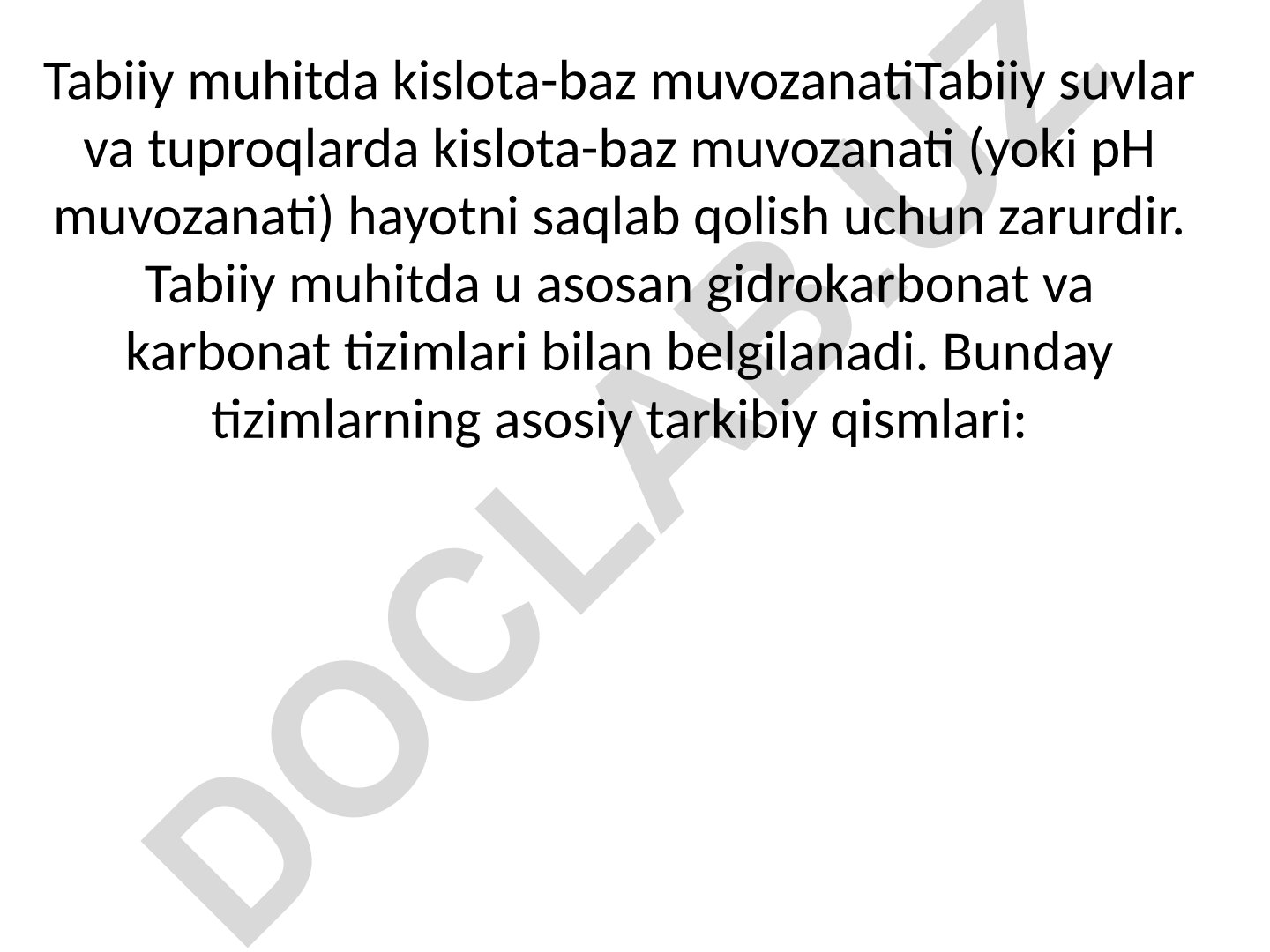 Tabiiy muhitda kislota-baz muvozanati
