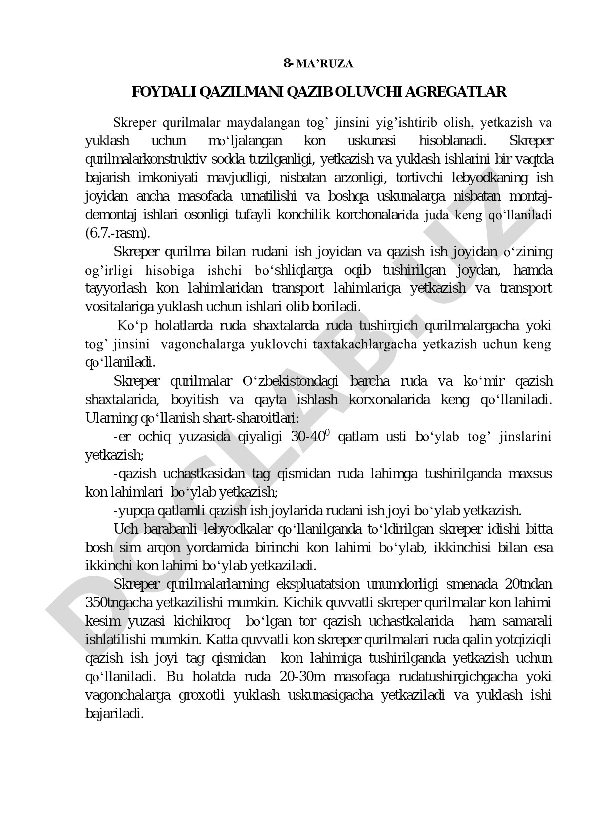 Foydali qazilmani qazib oluvchi agregatlar