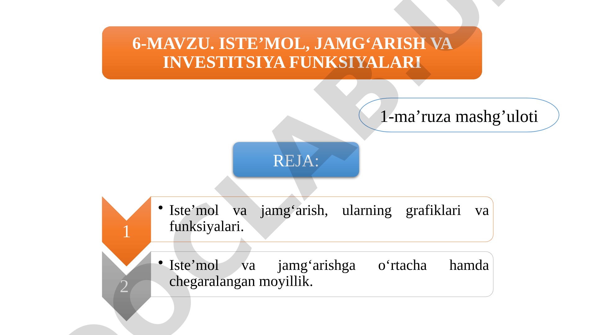 Iste’mol, jamg‘arish va investitsiya funksiyalari