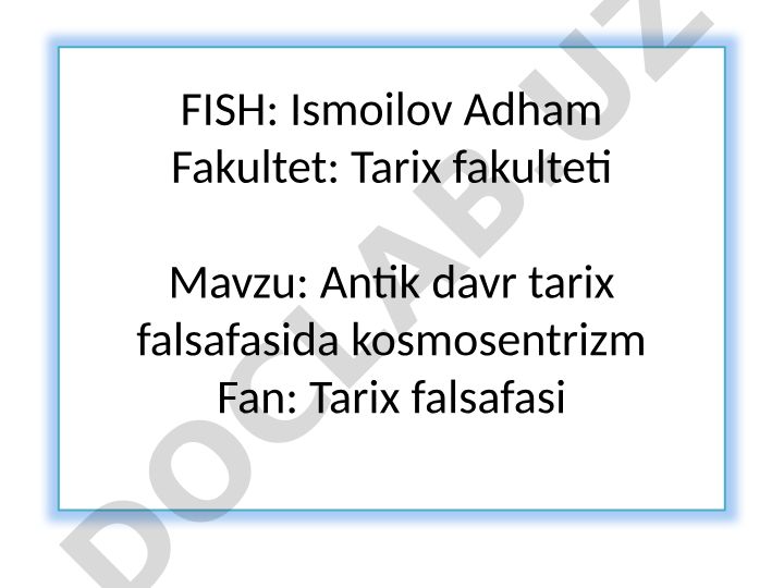 Antik davr tarix falsafasida kosmosentrizm