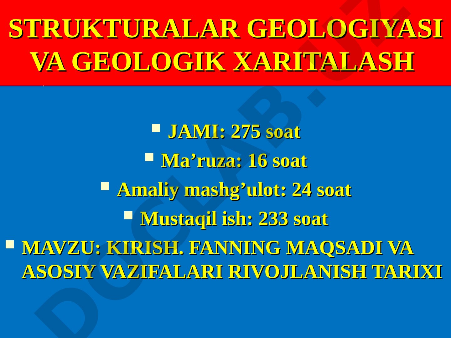 KIRISH. FANNING MAQSADI VA ASOSIY VAZIFALARI RIVOJLANISH TARIXI