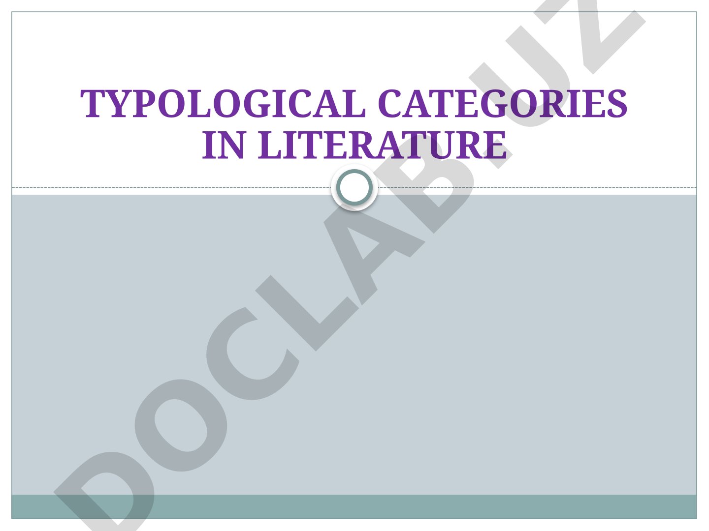 Typological Categories in Literature: Female Characters in 19th Century English Literature