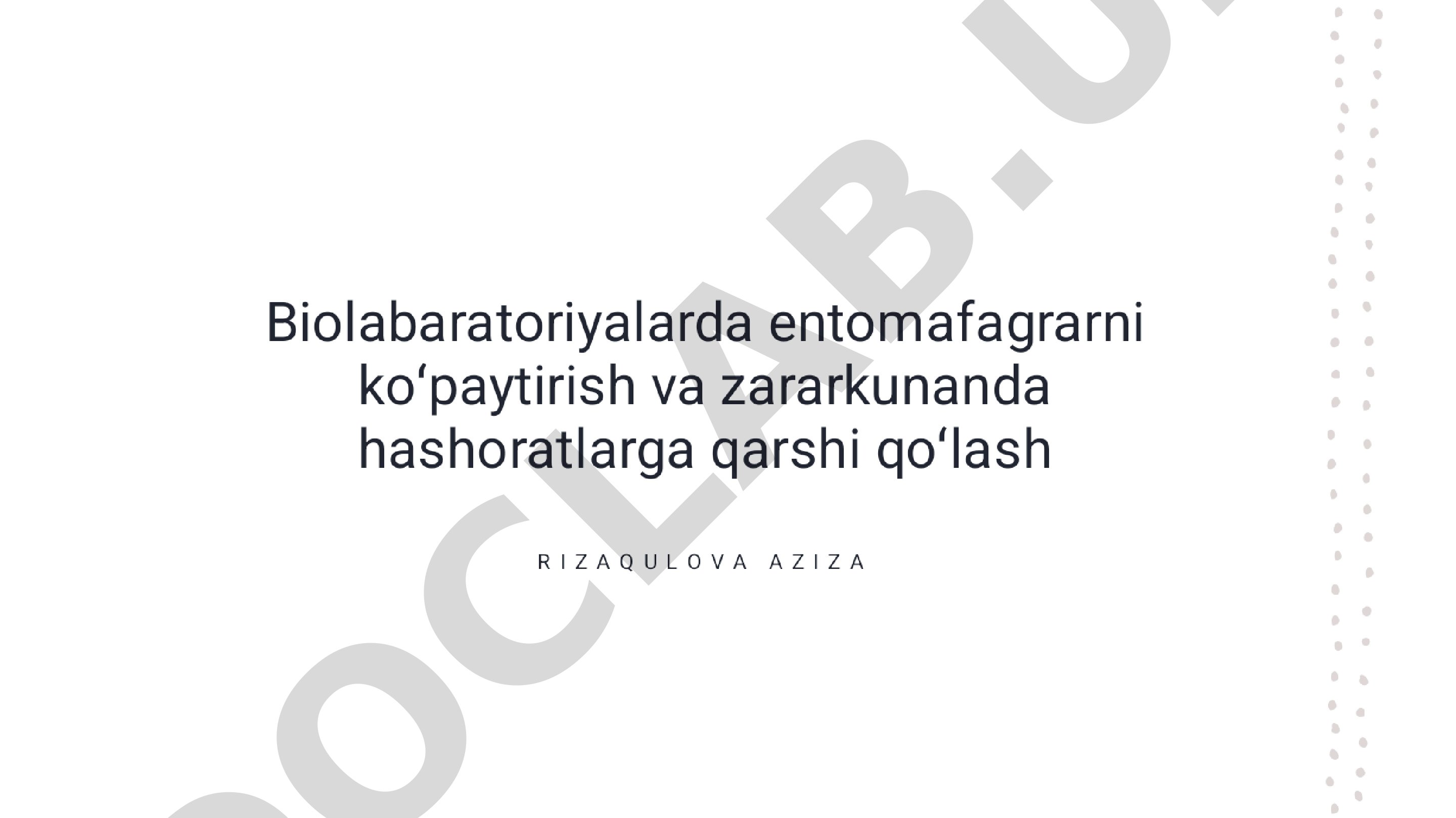 Qishloq xo'jalik entomologiyasi adabiyotlari