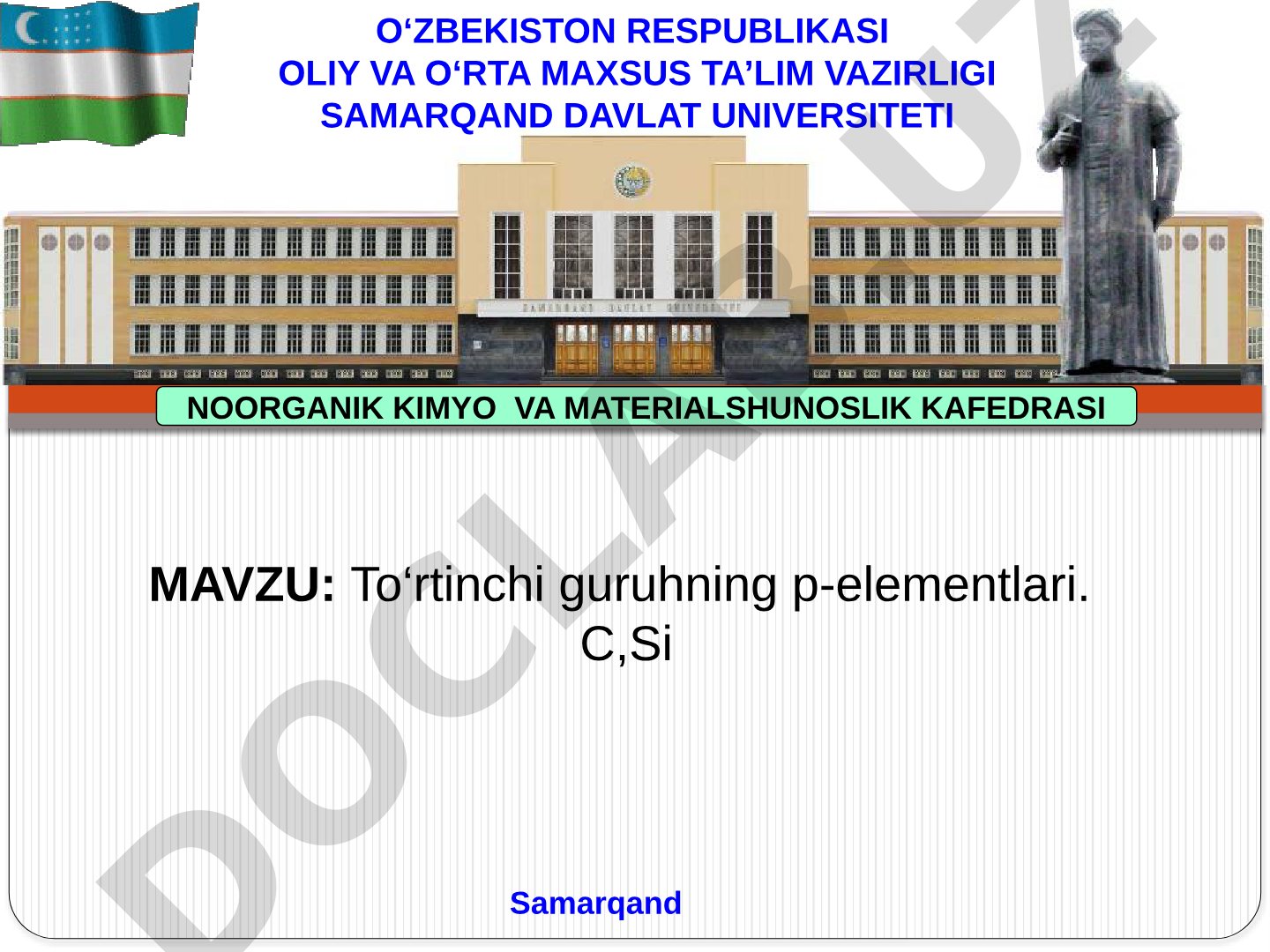 To‘rtinchi guruhning p-elementlari. C,Si