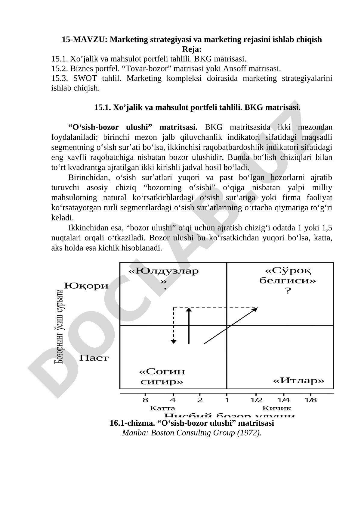 Marketing strategiyasi va marketing rejasini ishlab chiqish