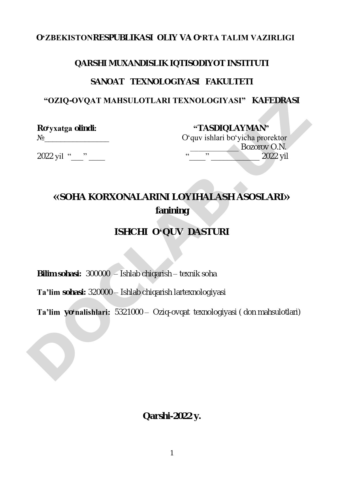 Soha korxonalarini loyihalash asoslari