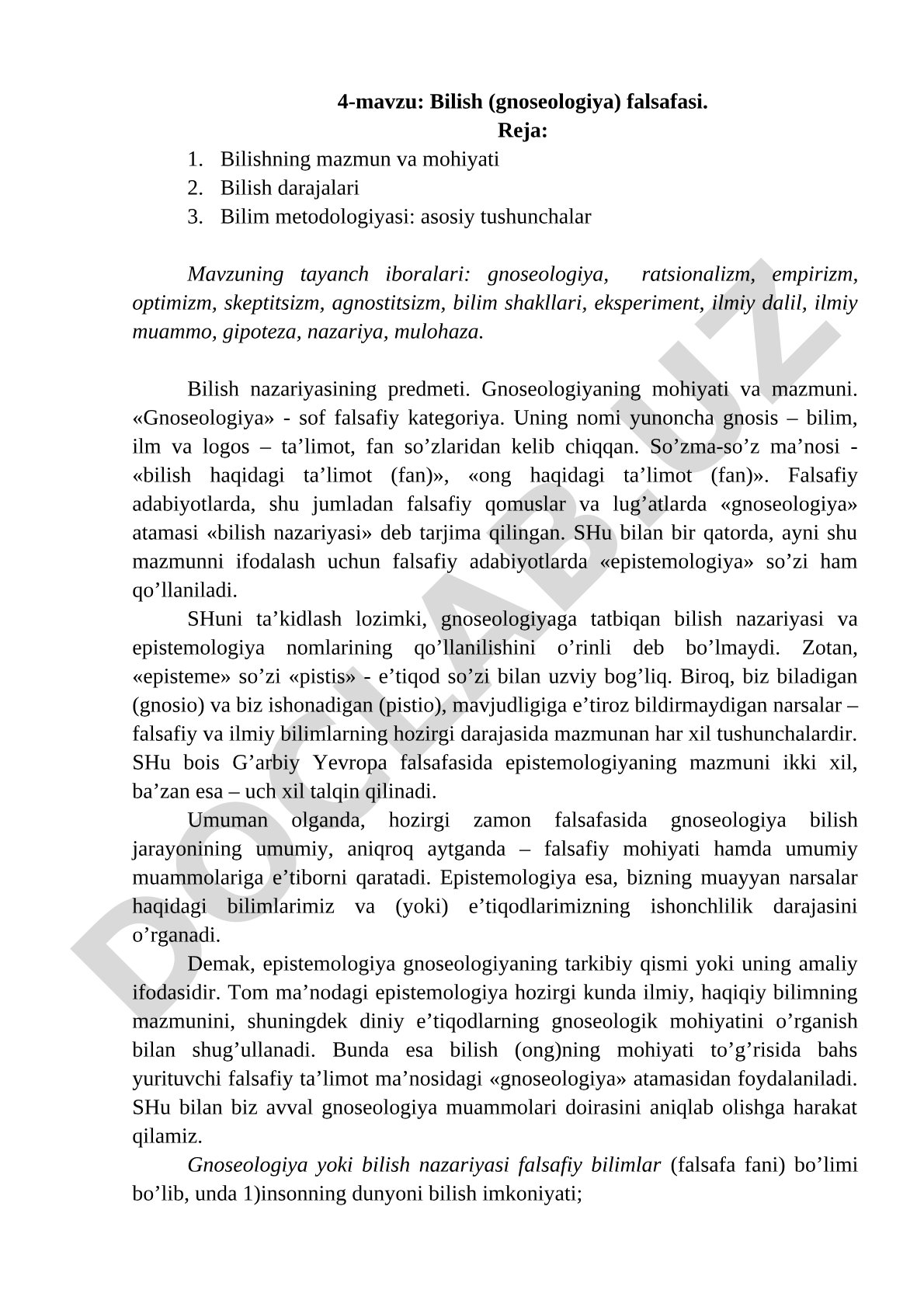 Bilish (gnoseologiya) falsafasi