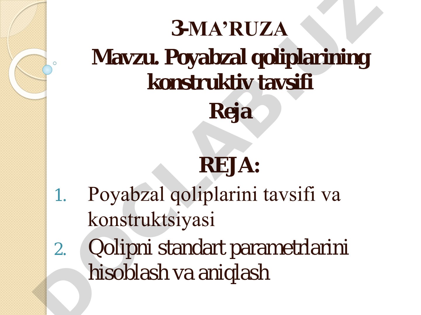 Poyabzal qoliplarining konstruktiv tavsifi