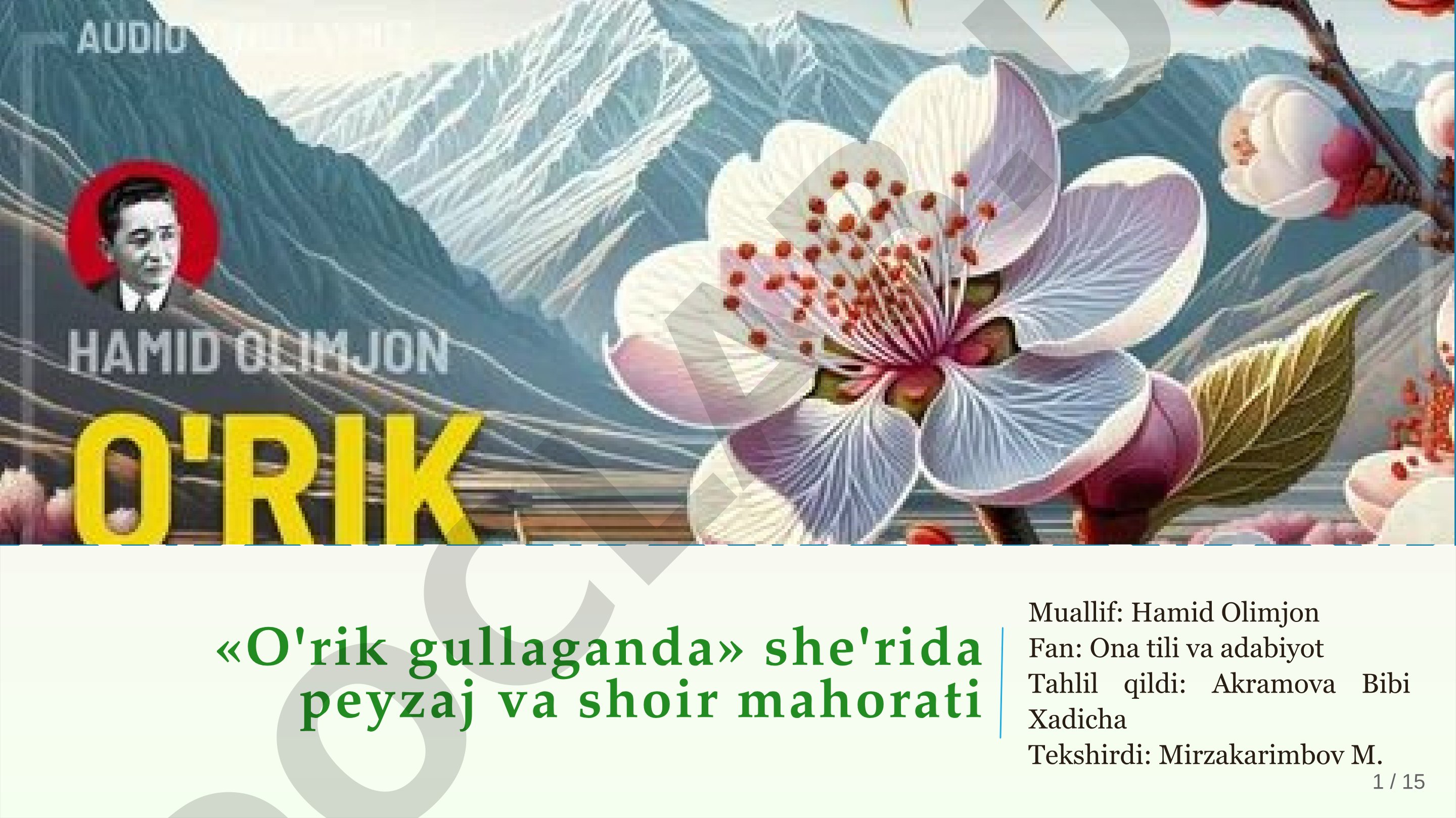 «O'rik gullaganda» she'rida peyzaj va shoir mahorati