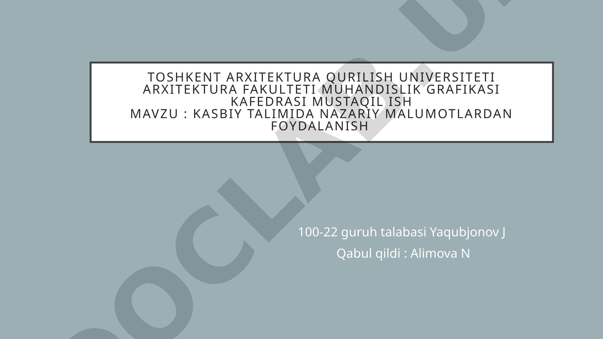 Kasbiy talimida nazariy malumotlardan foydalanish