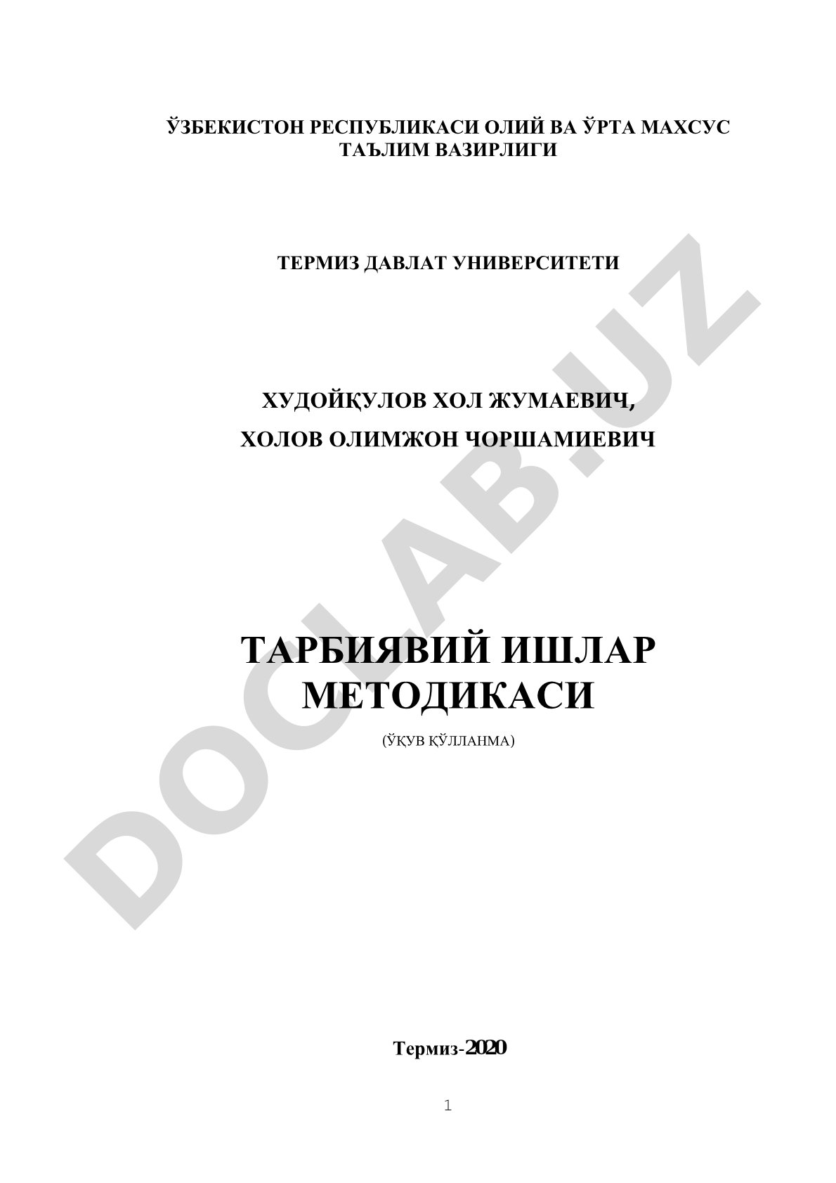 Tarbiyaviy ishlar metodikasi