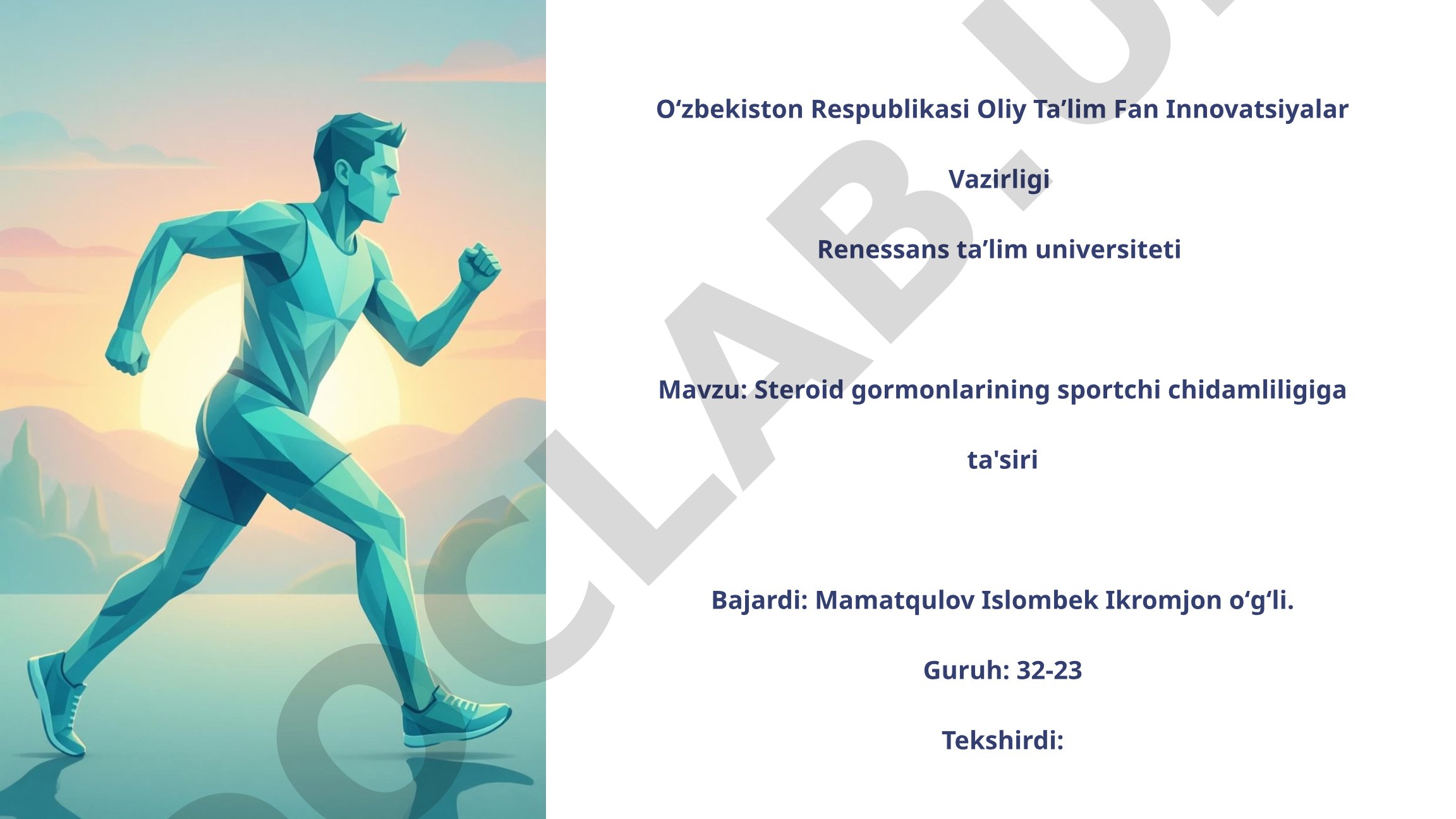 Steroid gormonlarining sportchi chidamliligiga ta'siri