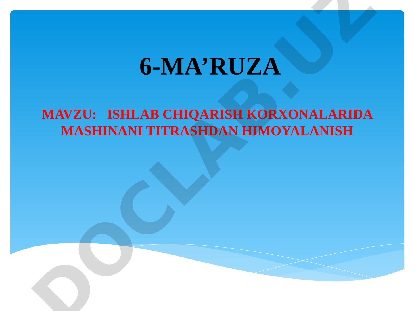 ISHLAB CHIQARISH KORXONALARIDA MASHINANI TITRASHDAN HIMOYALANISH