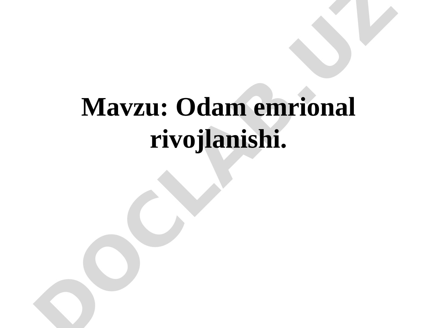 Odam embrional rivojlanishi