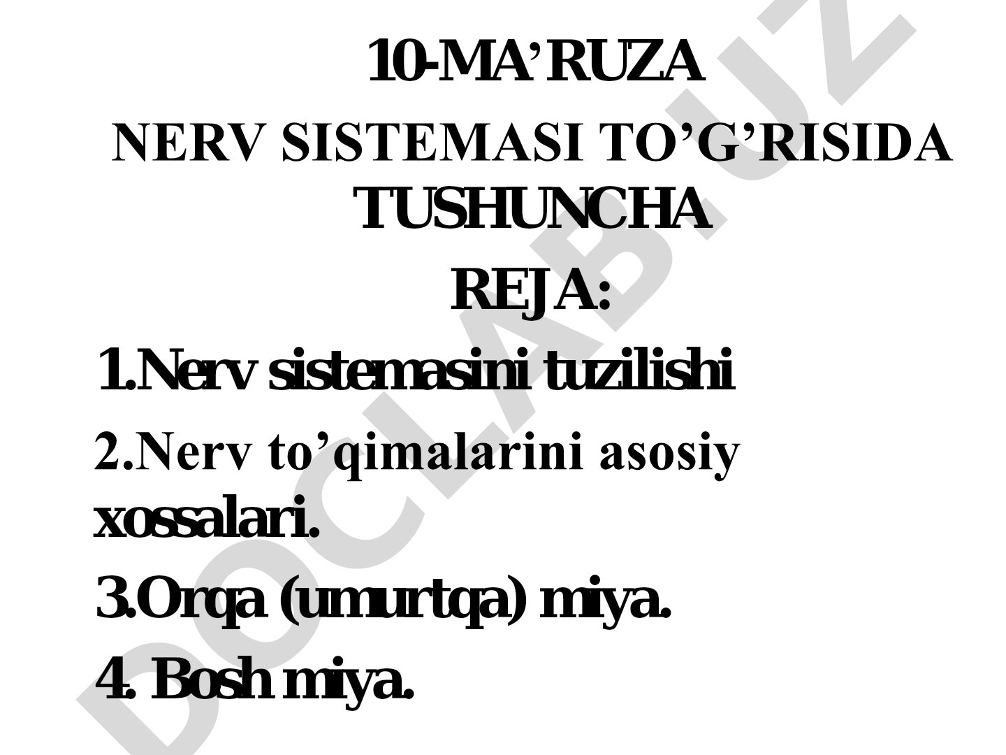 Nerv sistemasi to'g'risida tushuncha