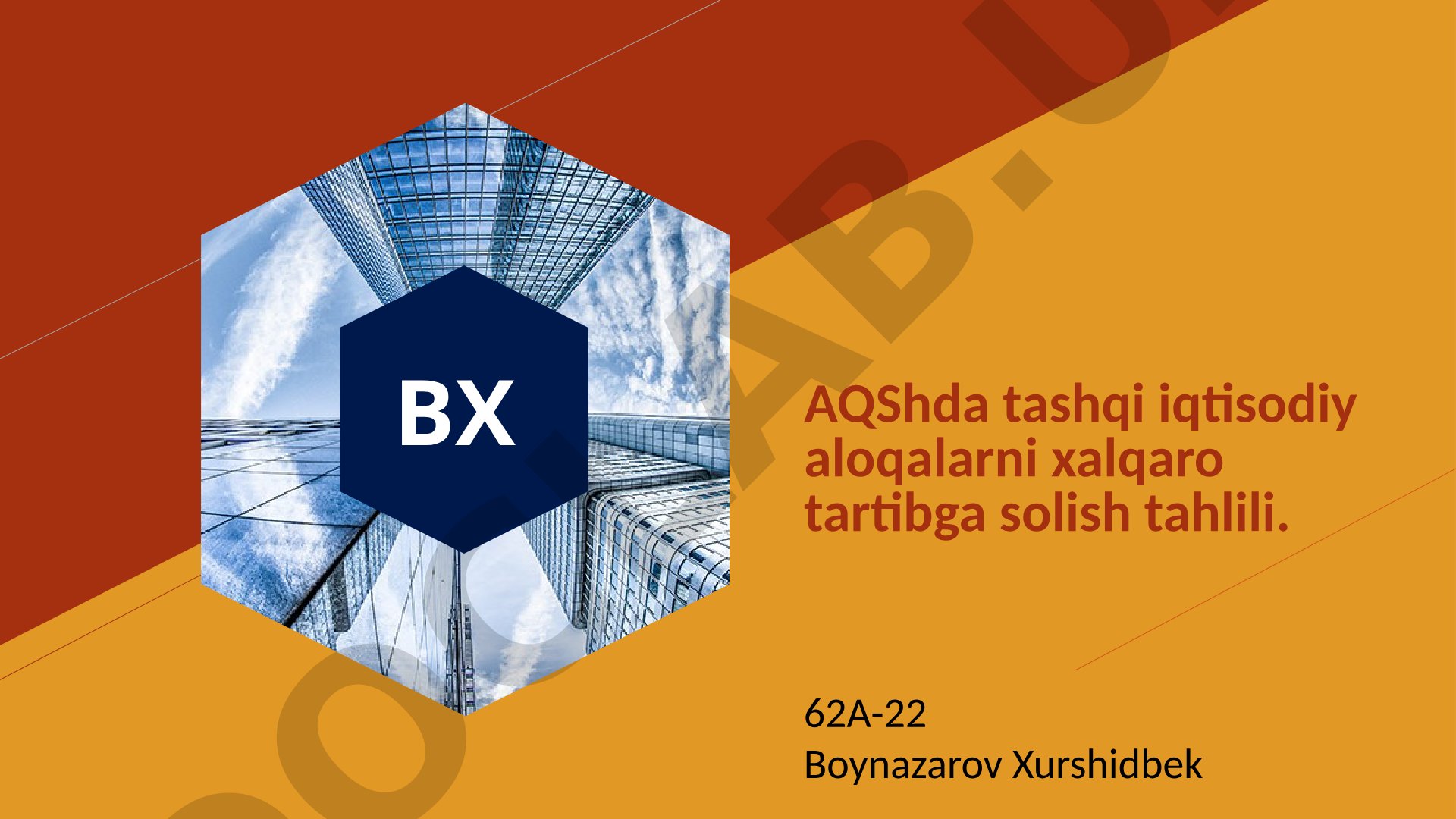 AQShda tashqi iqtisodiy aloqalarni xalqaro tartibga solish tahlili